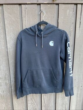 Carhartt Women’s Black Hoodie with White Logo Sleeve